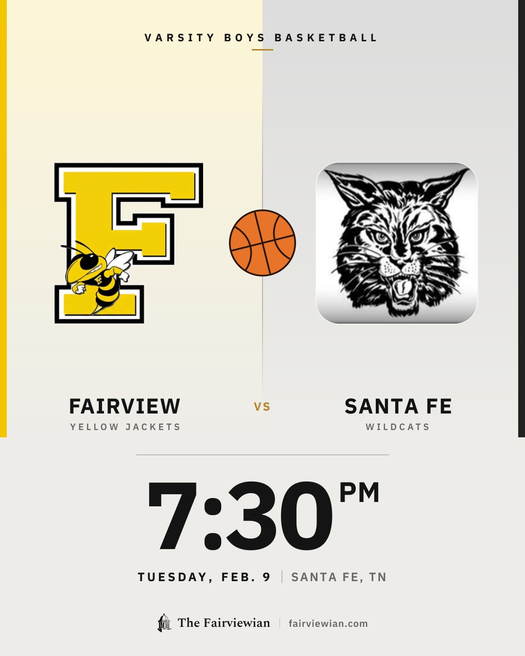 Fairview High boys basketball vs Santa Fe, Tuesday, Feb. 9, 7:30 PM
