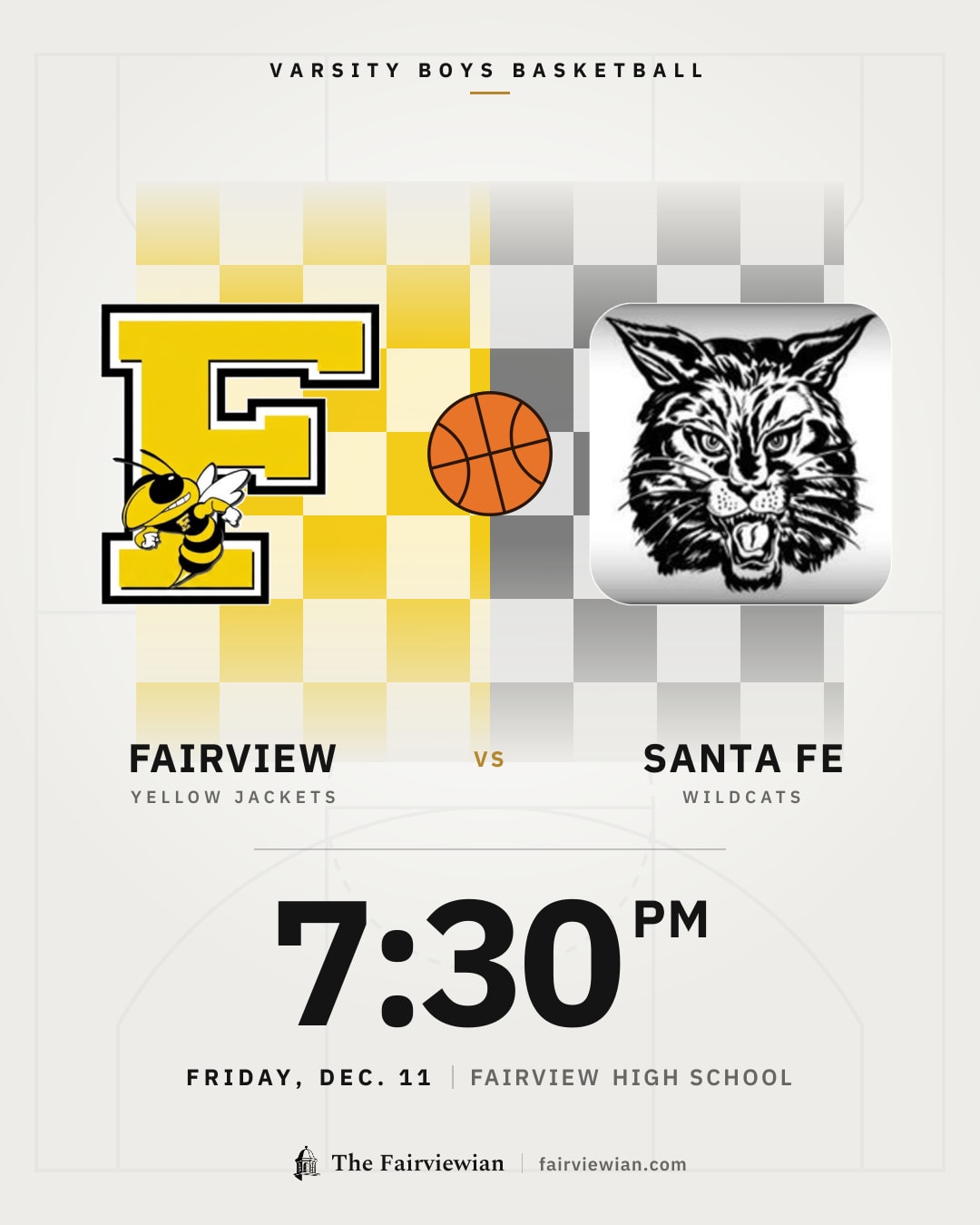 Fairview High boys basketball vs Santa Fe, Friday, Dec. 11, 7:30 PM
