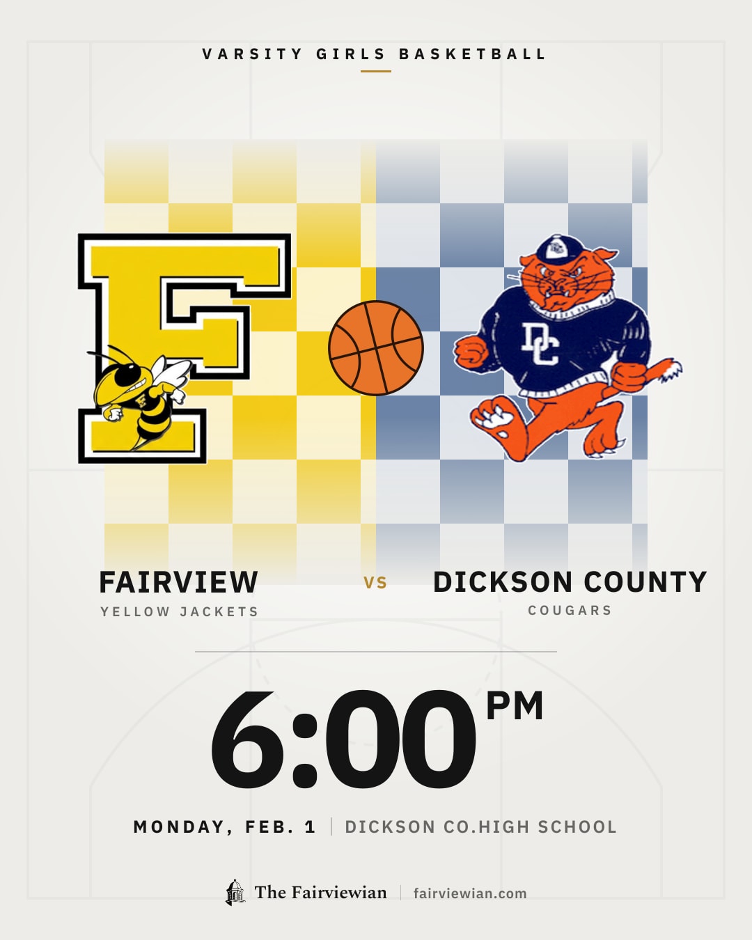 Fairview High girls basketball vs Dickson County, Monday, Feb. 1, 6 PM