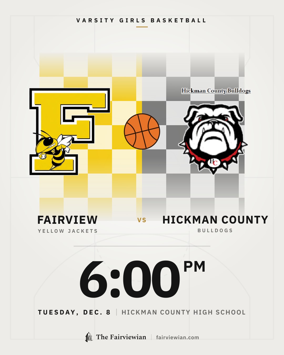 Fairview High girls basketball vs Hickman County, Tuesday, Dec. 8, 6 PM