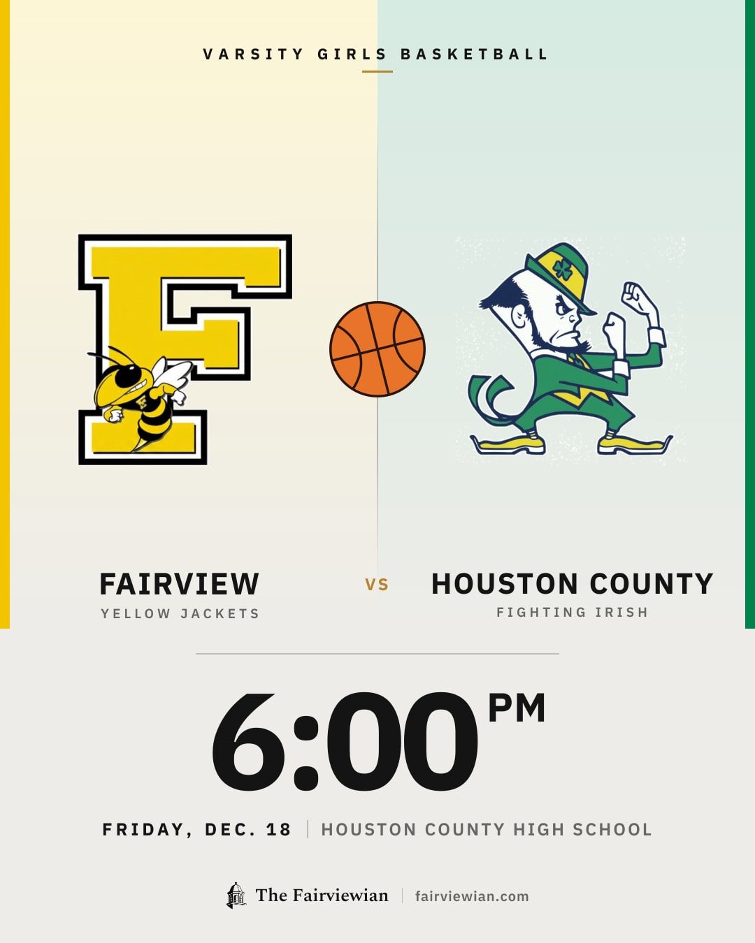 Fairview High girls basketball vs Houston County, Friday, Dec. 18, 6 PM
