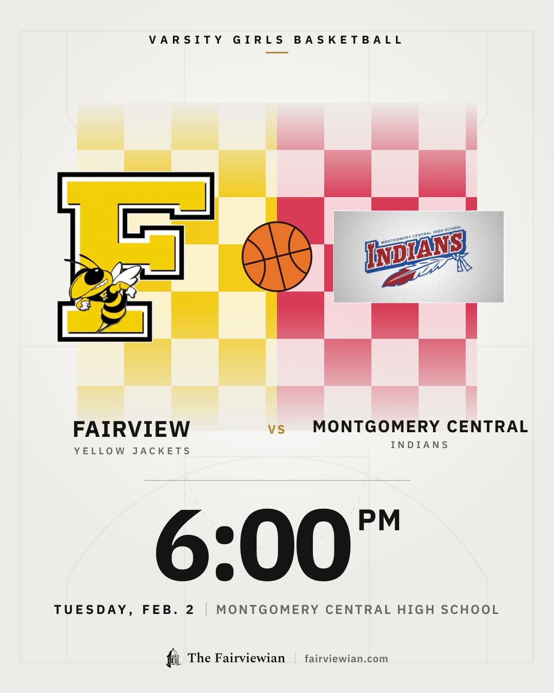 Fairview High girls basketball vs Montgomery Central, Tuesday, Feb. 2, 6 PM