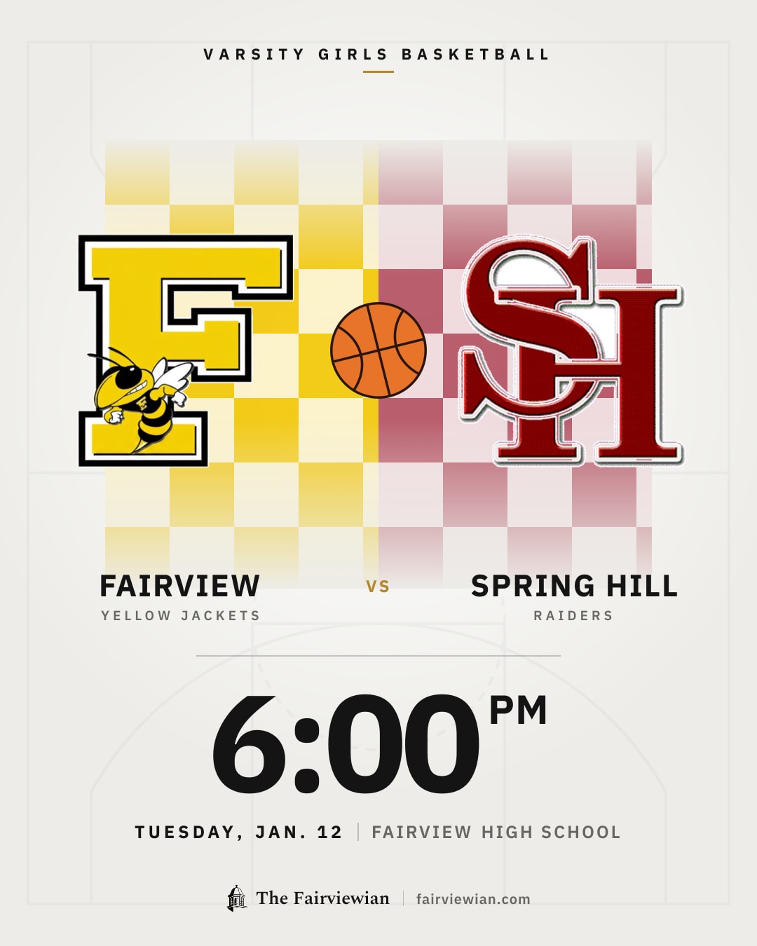 Fairview High girls basketball vs Spring Hill, Tuesday, Jan. 12, 6 PM