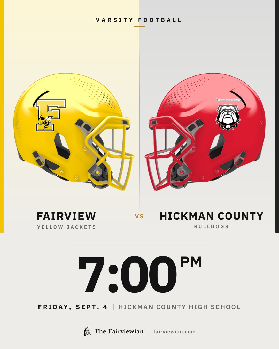 Fairview High football vs Hickman County, Friday, Sept. 4, 7 PM