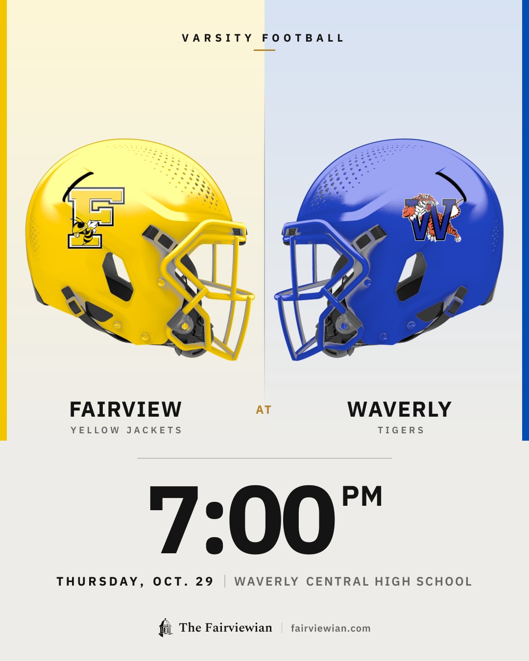 Fairview High football vs Waverly, Thursday, Oct. 29, 7 PM