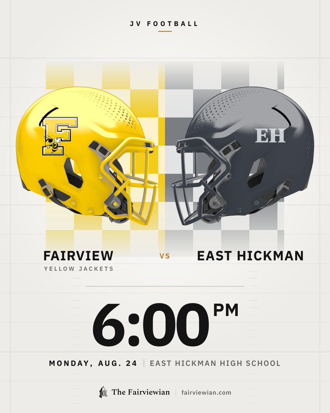 Fairview High JV football vs East Hickman, Monday, Aug. 24, 6 PM