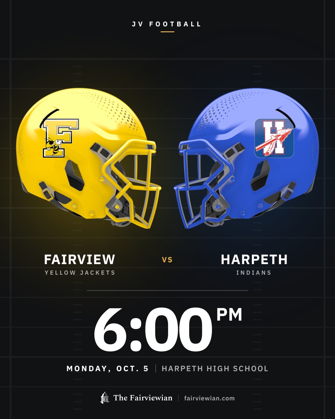 Fairview High JV football vs Harpeth, Monday, Oct. 5, 6 PM