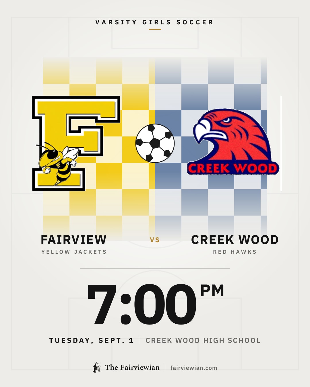 Fairview High girls soccer vs Creek Wood, Tuesday, Sept. 1, 7 PM