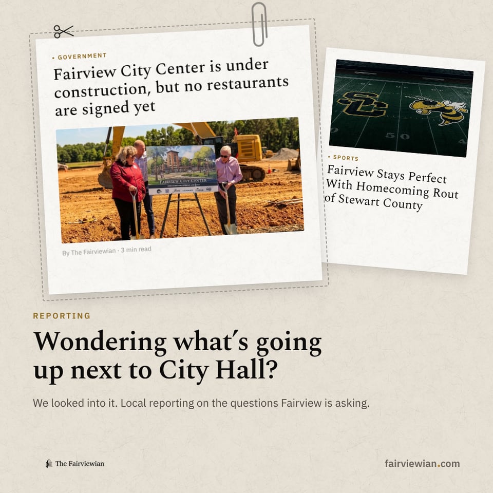 The Fairviewian: "Wondering what's going up next to City Hall?" Local reporting on the questions Fairview is asking.